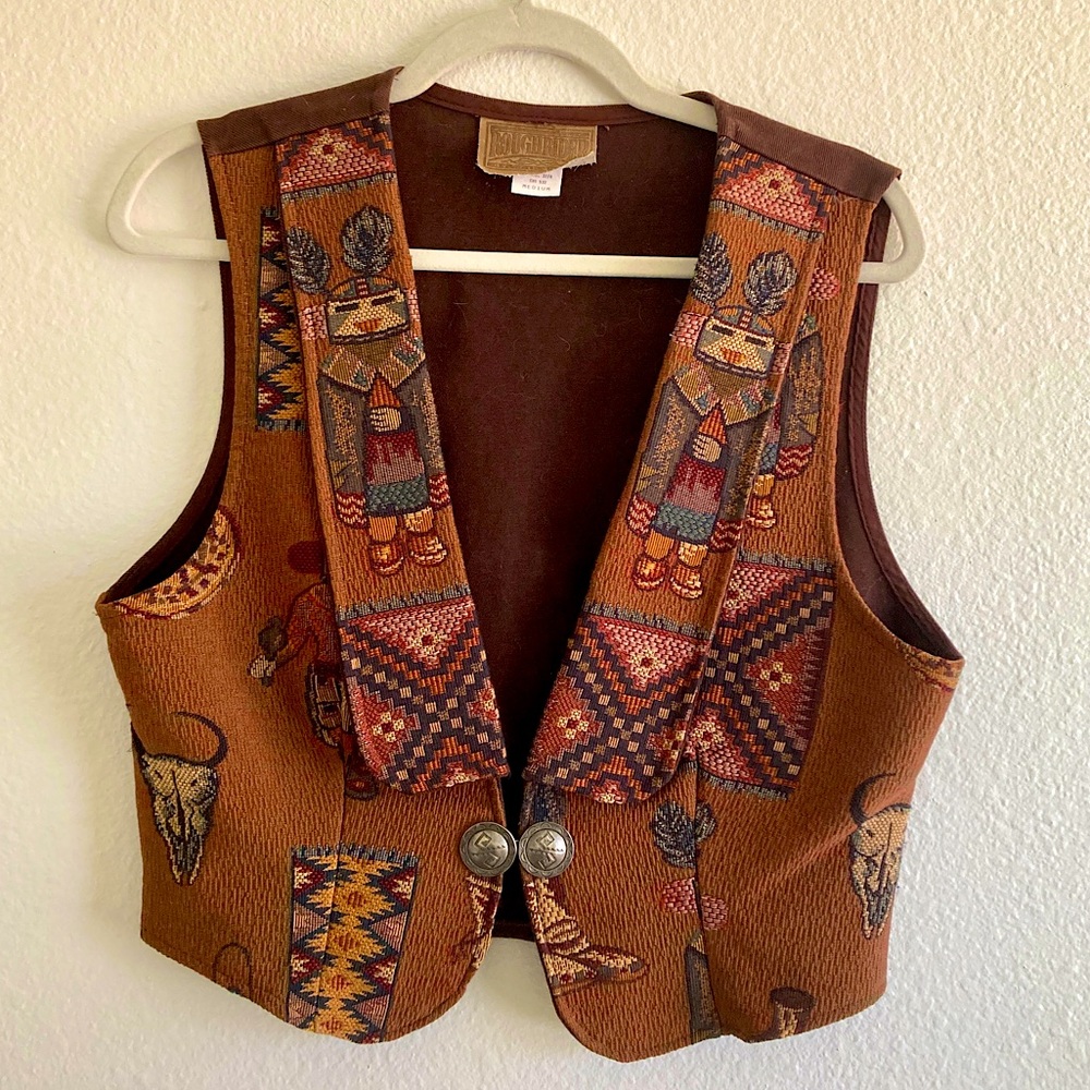 Vintage Roughriders Woven Vest Western / Southwest Style - Size Medium Unisex